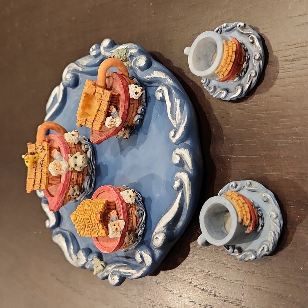 Vintage Ceramic miniature teaset figurines, Noah's Arc